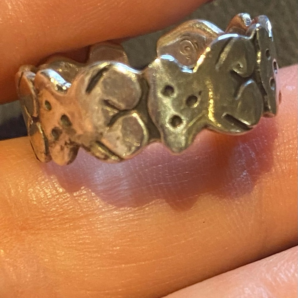 Sterling Bear Band Adjustable Ring